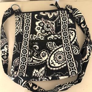 Vera Bradley Hipster Crossbody Bag Midnight Paisley Quilted Cotton Black White